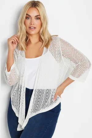 Yours Cardigan Blanc Style Crochet En Cascade , Women