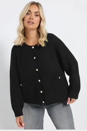 Yours Cardigan Noir Boutonné Design En Maille , Women