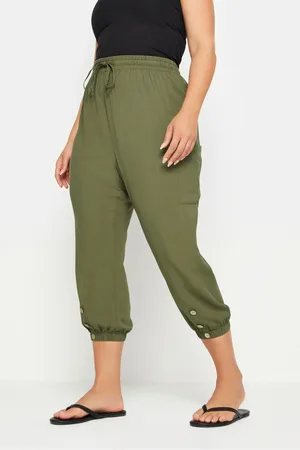 Yours Pantacourt Léger Fluide Vert Kaki , Women