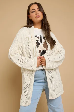 Yours Cardigan Crème Long En Crochet , Women