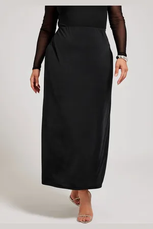 Yours Jupe Maxi Noire Coupe Droite Fluide, Women