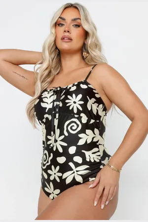 Yours Maillot De Bain Une Pièce Noir & Crème Floral