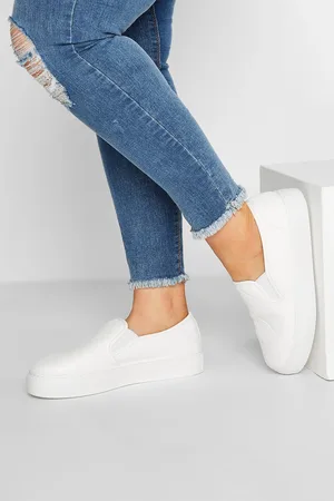Yours Tennis Blanches Molletonnées Plateformes Pieds Extra Larges eee