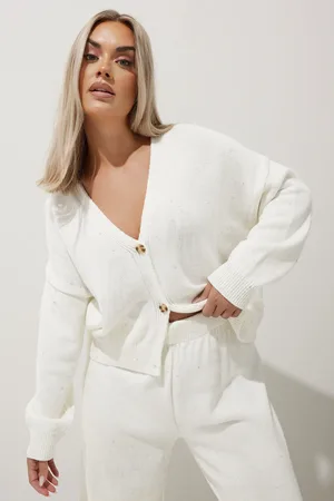 Yours Cardigan Blanc Boutonné En Maille , Women