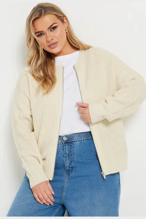Yours Cardigan Crème En Maille Coupe Bomber , Women