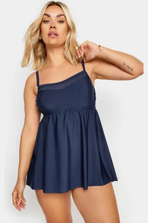 Yours Robe De Bain Bleue Marine Volanté Filet
