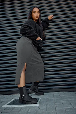 Yours Jupe Maxi Cargo En Gris Charbonneux En Coton , Women