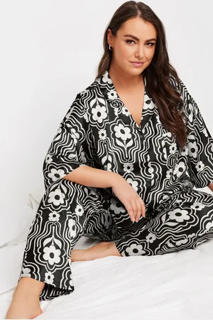 Yours Ensemble De Pyjama Noir Satiné Floral