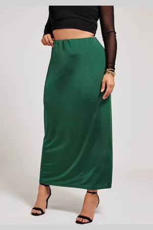Yours Jupe Maxi Verte Forêt Coupe Droite Fluide, Women