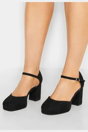 Yours Limited Collection Sandales Noires Plateformes Talons Carrés Pieds Extra Larges eee
