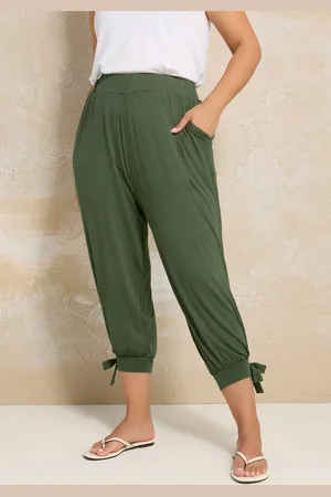 Yours Pantacourt Vert Kaki Sarouel Ourlets Ficelles , Women