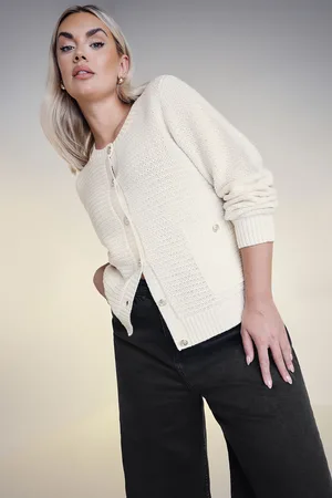 Yours Cardigan Blanc Boutonné Design En Maille , Women