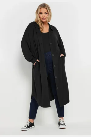 Yours Cardigan Noir À Capuche Maxi À Poches , Women