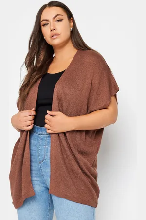 Yours Cardigan En Maille Marron Manches Courtes , Women