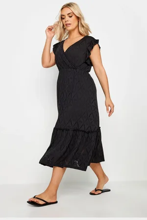 Yours Robe Midaxi Noire Cachecoeur Broderie Anglaise , Women