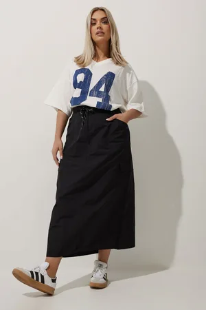 Yours Jupe Maxi Noire Cargo En Jean, Women