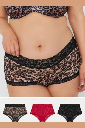 Yours Lot De 3 Shorty Noir & Rouge Dentelle