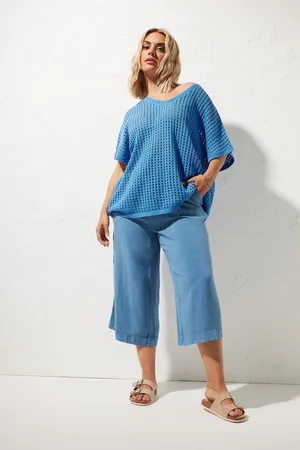 Yours Pantalon Jupeculotte Bleu Effet Jean , Women