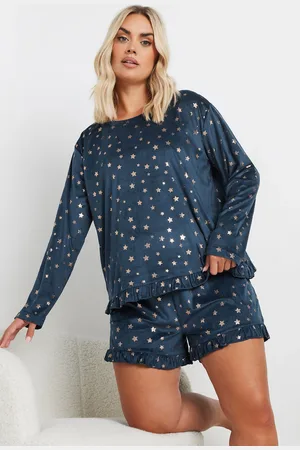 Yours Ensemble De Pyjama Bleu Marine Volanté Design Étoiles