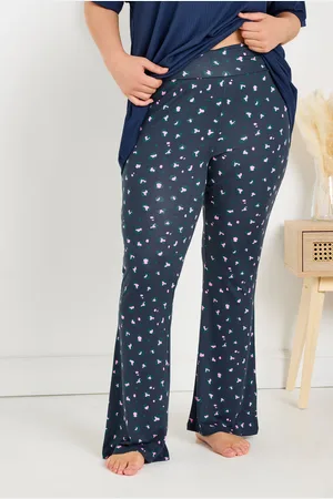 Yours Bas De Pyjama Bleu Marine & Rose Léopard