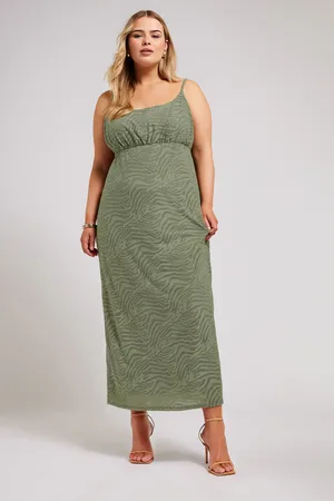 Yours Robe Verte Kaki Maxi Fines Bretelles Texturé Zébré , Women