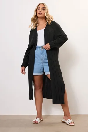 Yours Cardigan Maxi Noir Texturé Nervuré , Women