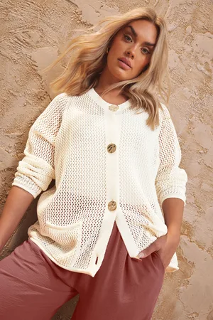 Yours Cardigan Ivoire Boutonné En Maille , Women