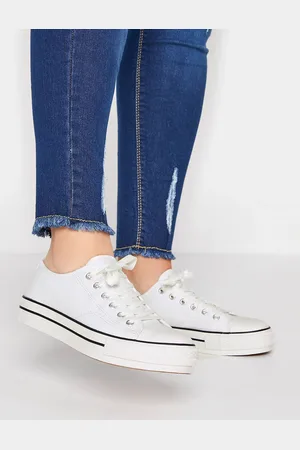 Yours Tennis Blanches Plateformes En Tissu Pieds Extra Larges eee