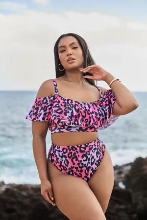Yours Bas De Bikini Rose & Noir Léopard Taille Haute