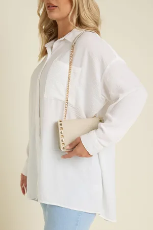 Yours Beige Faux Leather Stud Detail Cross Body Bag