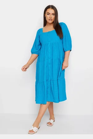 Yours Robe Midaxi Bleue Broderie Anglaise , Women