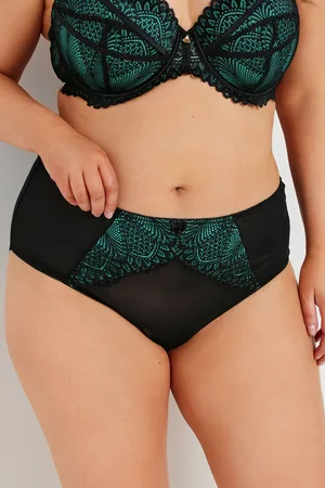 Yours Culotte Noire & Verte Dentelle Floral