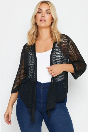 Yours Cardigan Noir Style Crochet En Cascade , Women