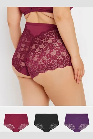 Yours Lot De 3 Culottes Bordeaux Noire & Violette