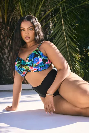 Yours Curve Tropical Print Premium Underwired Bikini Top