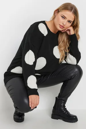 Yours Pull En Maille Noir & Blanc À Pois , Women