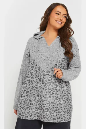 Yours Pull À Capuche Gris Clair Léopard Clouté , Women