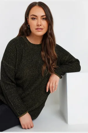 Yours Pull Doux Noir & Vert En Maille , Women
