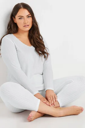 Yours Top Thermique Blanc En Jersey Manches Longues , Women