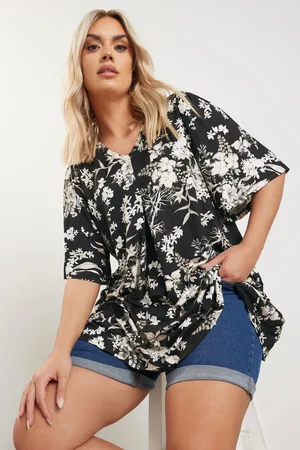 Yours Top Noir Fluide Manches Courtes En Jersey , Women