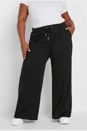Yours Jogging Noir Coupe Wide Leg En Coton Mixte , Women