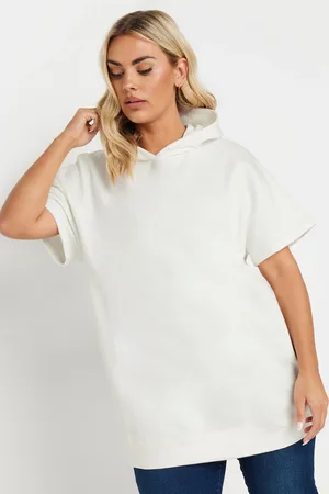Yours Pull Blanc À Capuche Manches Courtes , Women
