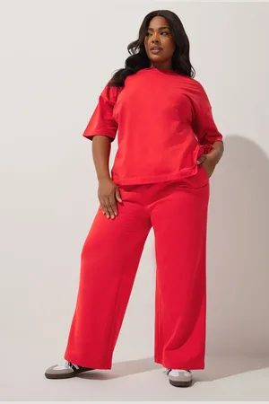Yours Jogging Rouge Coupe Wide Leg , Women