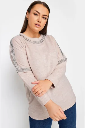 Yours Pull Rose Poudré Clouté Manches Chauvesouris , Women