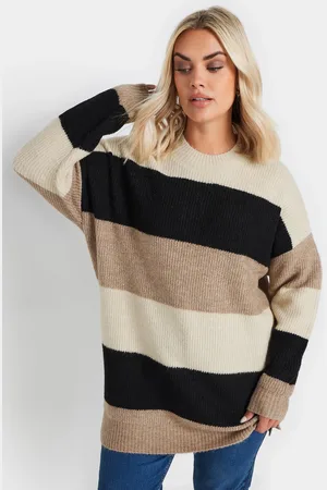 Yours Pull Crème & Noir À Rayures Manches Longues , Women