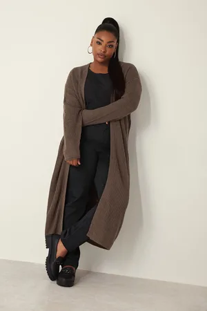 Yours Cardigan Marron Long En Maille , Women