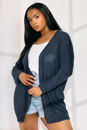 Yours Cardigan Midi Bleu Marine Manches Longues , Women