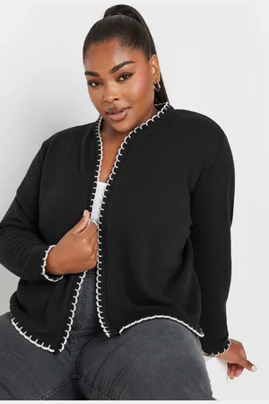 Yours Cardigan Noir En Maille Bordures Contrastées , Women