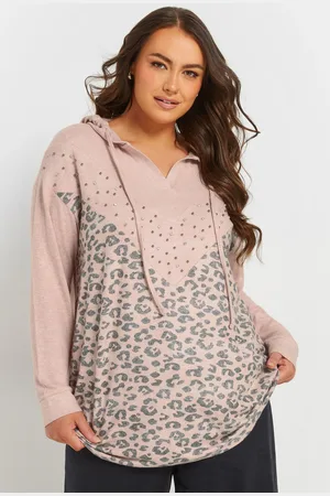 Yours Pull À Capuche Rose Poudré Design Léopard Manches Longues , Women