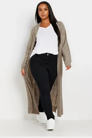 Yours Cardigan Maxi Couleur Sable En Maille , Women
